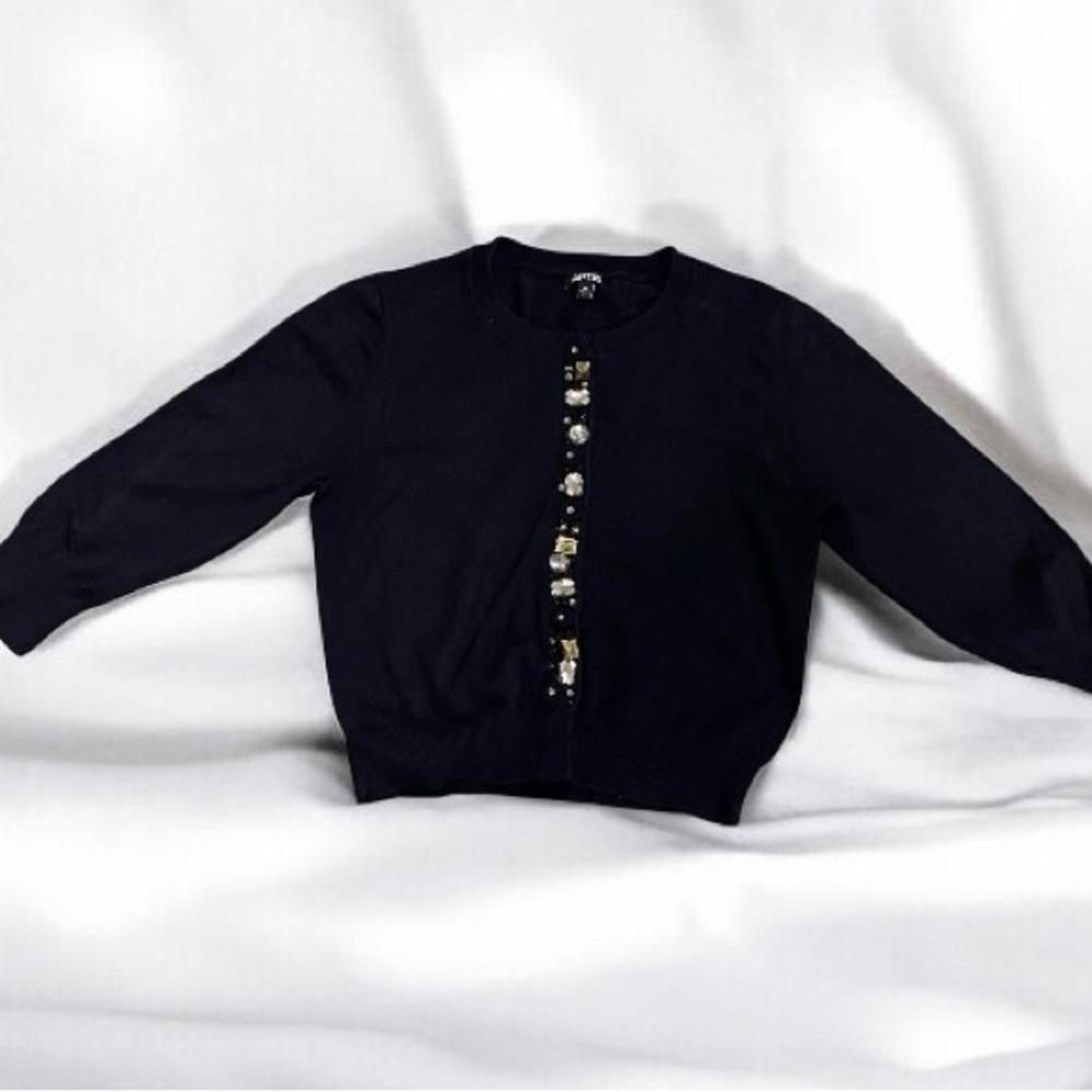 Elegant Black Cardigan with Embellished Buttons